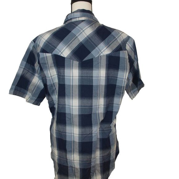 Vesse Button‎ Front Blue Plaid Shirt XXL - Picture 6 of 7